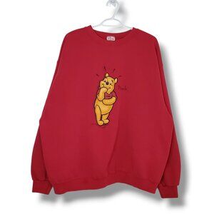 Vintage 90s Winnie The Pooh Disney Crewneck Sweater Red Size XL